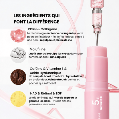 Ingrédients clés du Stick PDRN Collagène Nalizia - PDRN, Volufiline, caféine, NAD, rétinol