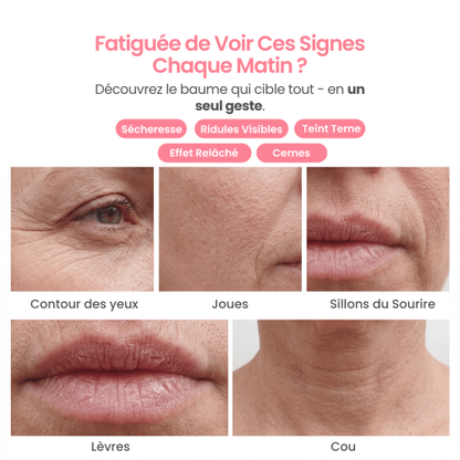 Stick PDRN Collagène Nalizia - zones ciblées : contour des yeux, joues, sillons du sourire, lèvres, cou