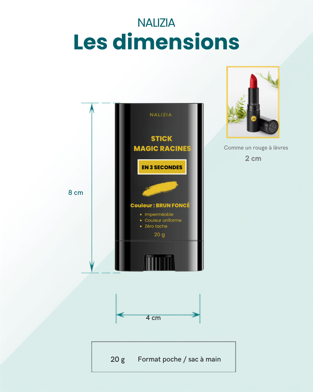 Infographie bénéfices Stick Magic Racines Nalizia Femme - Waterproof sans ammoniaque